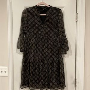 Vero Moda Black Dress with Tan Geometric Pattern - Gently Used Worn Twice